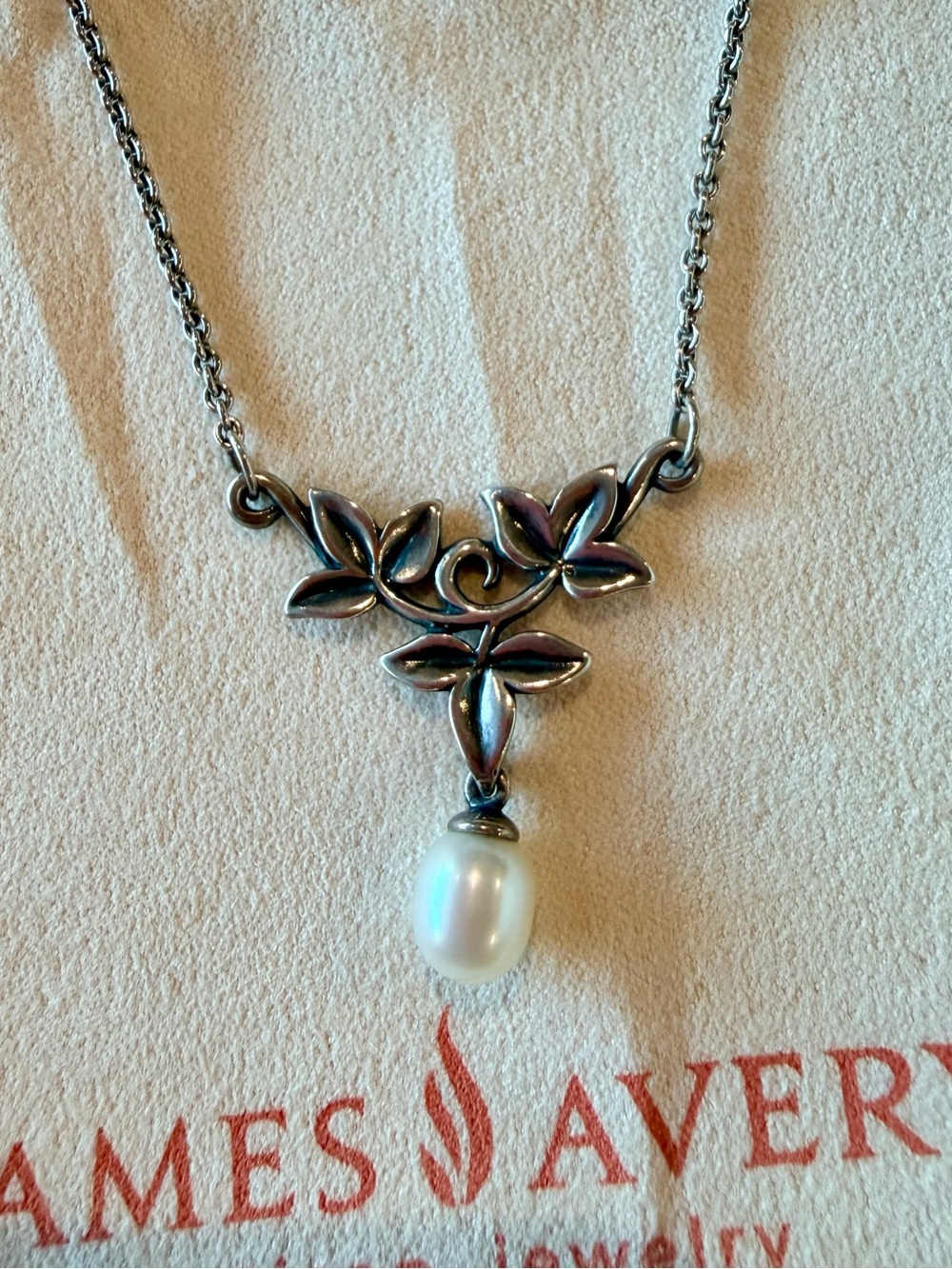 RETIRED RARE JAMES AVERY VINES AND PEARL DANGLE NECKLACE STERLING SILVER NEW